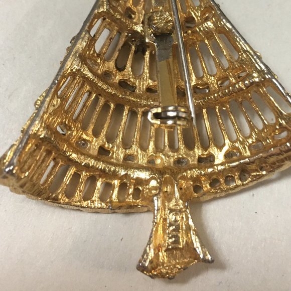Signed Vintage Mid Century Modern MCM Christmas Tree Brooch Holiday Pin (A793) - Picture 6 of 6